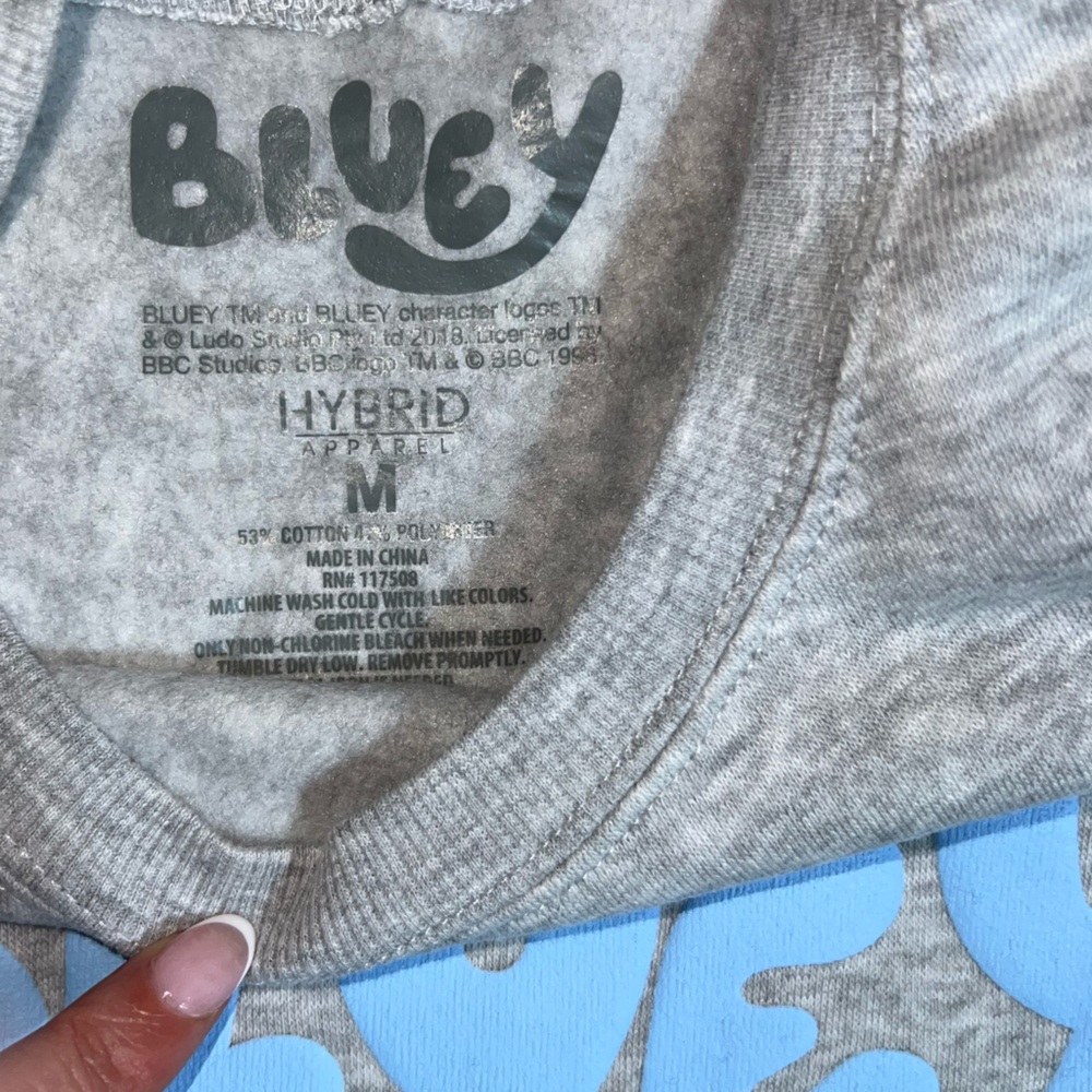 Bluey Gray Adult Women’s Sweatshirt with Cartoon Characters - Picture 4 of 5